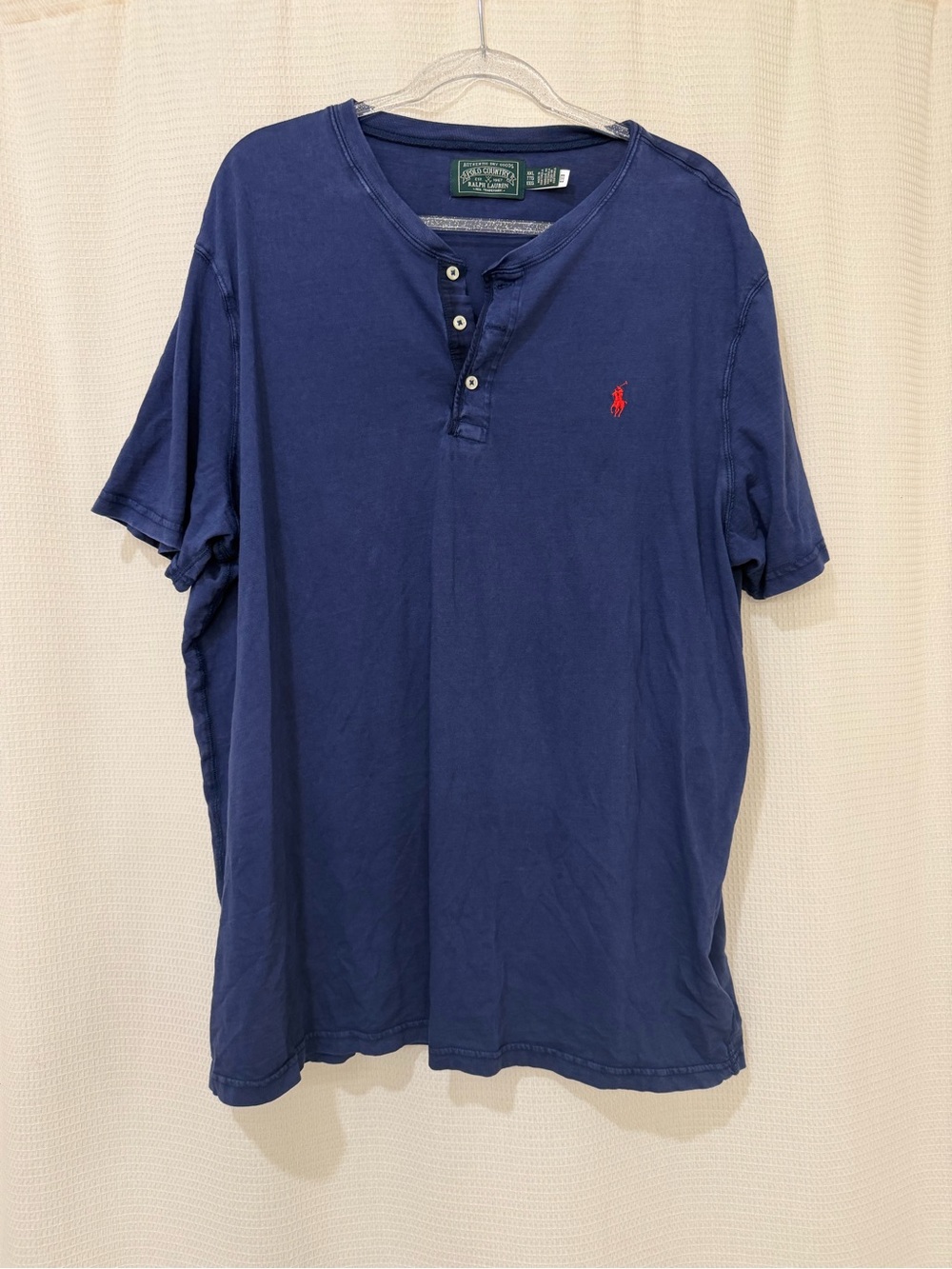 Polo Country Ralph Lauren Men’s Blue Short Sleeve Henley T-Shirt Red Pony XXL
